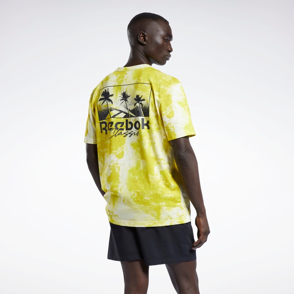 Acid Yellow Reebok Classics Allover Print Graphic T-Shirt | H54419