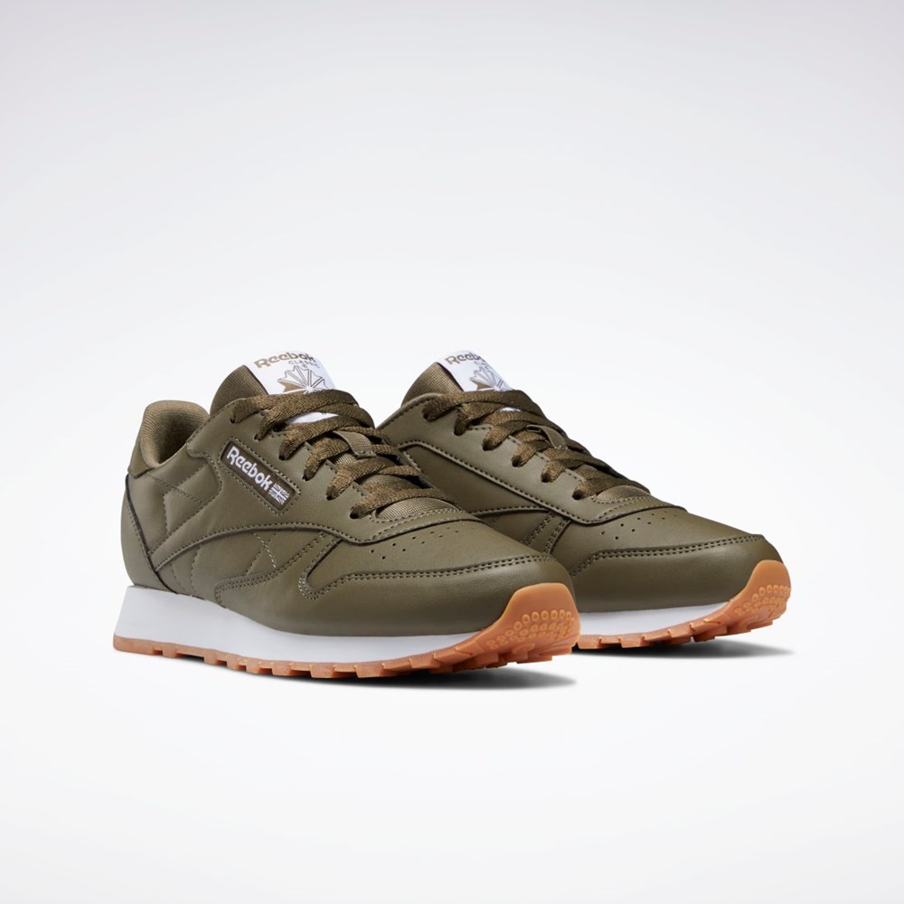 Army Green / Army Green / Army Green Reebok Classic Leather Shoes - Grade School | HQ3891