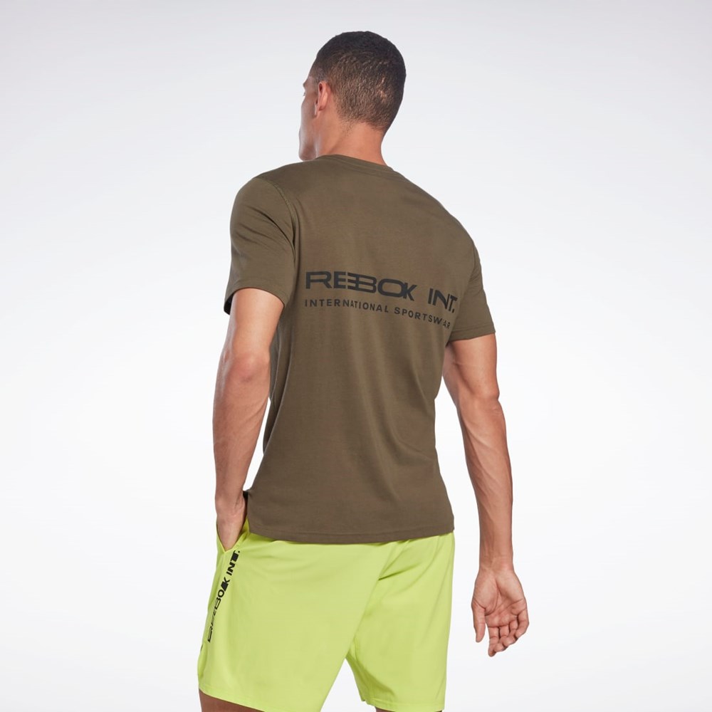 Army Green Reebok Graphic Speedwick Move T-Shirt | H46602