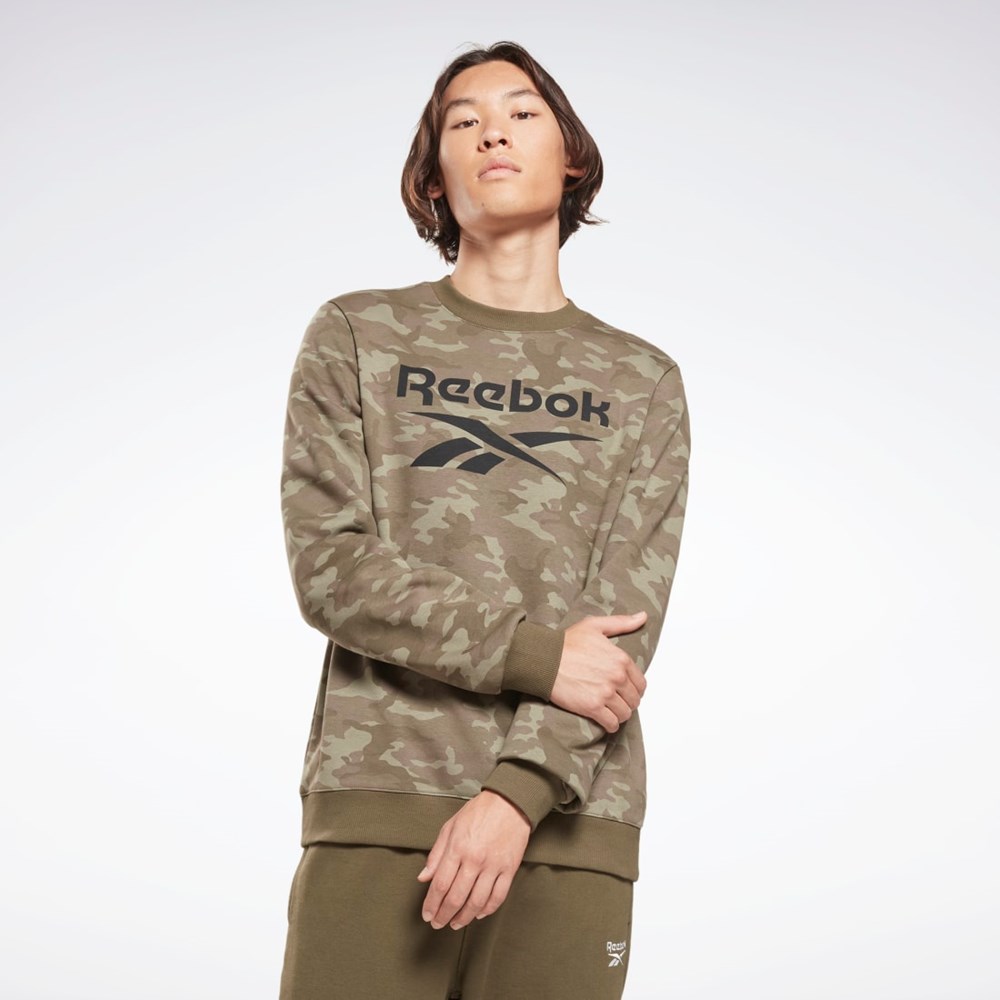 Army Green Reebok Reebok Identity Camo Big Logo Crew Sweatshirt | HE8173