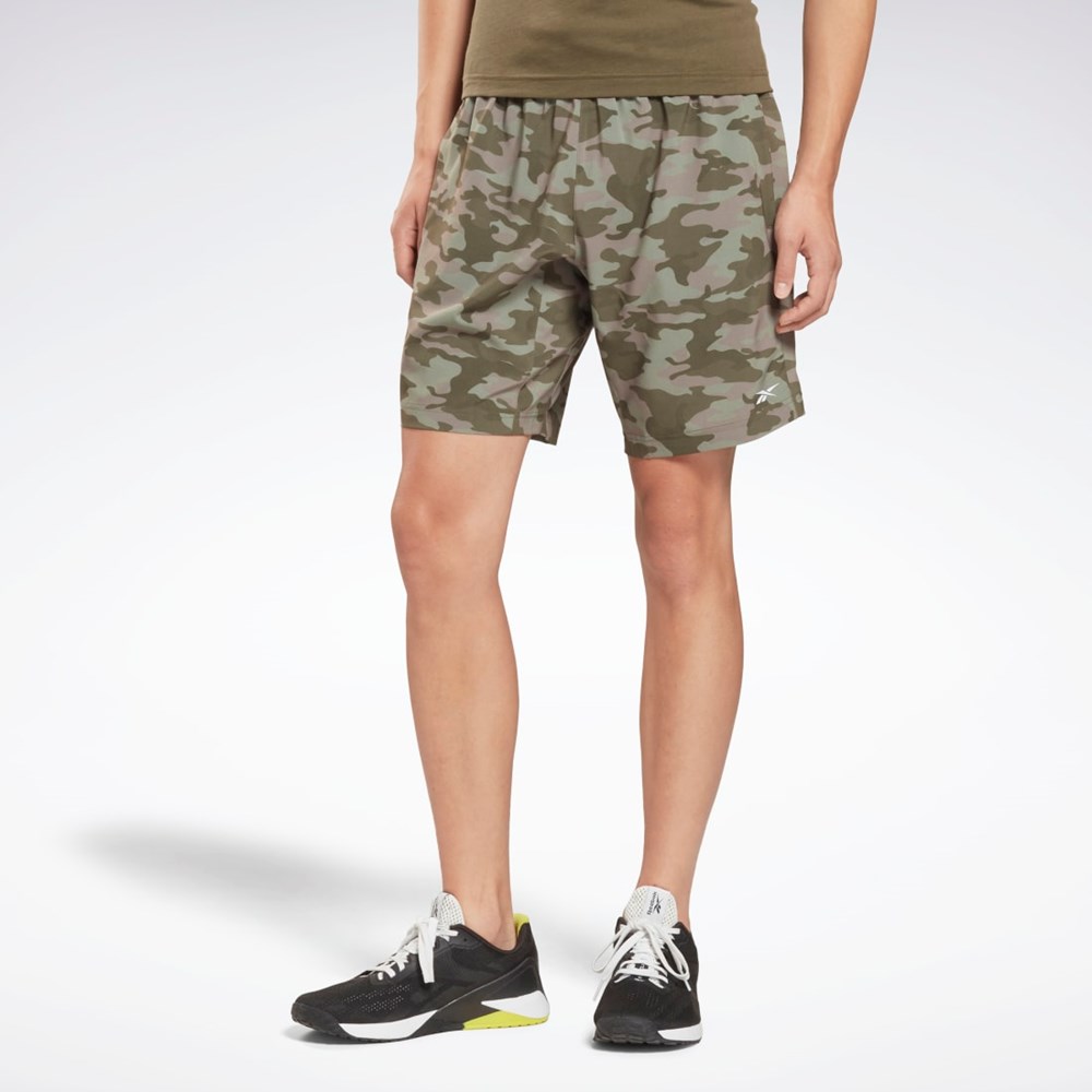 Army Green Reebok Workout Ready Camo Graphic Shorts | HF6350