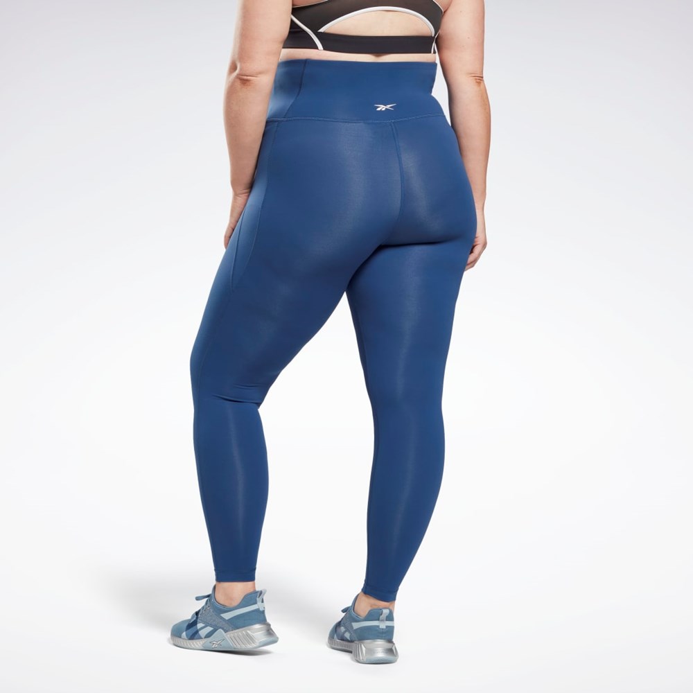 Batik Blue Reebok Lux High-Waisted Tights (Plus Size) | HB6404