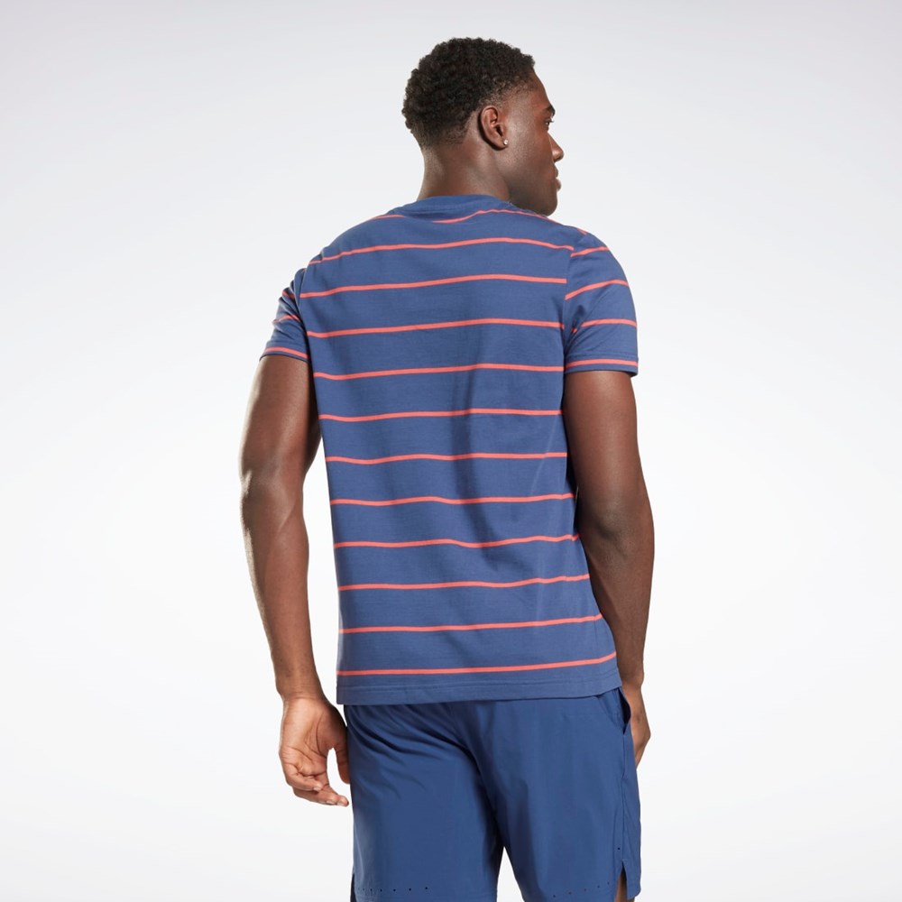 Batik Blue Reebok Stripe T-Shirt | HG3193