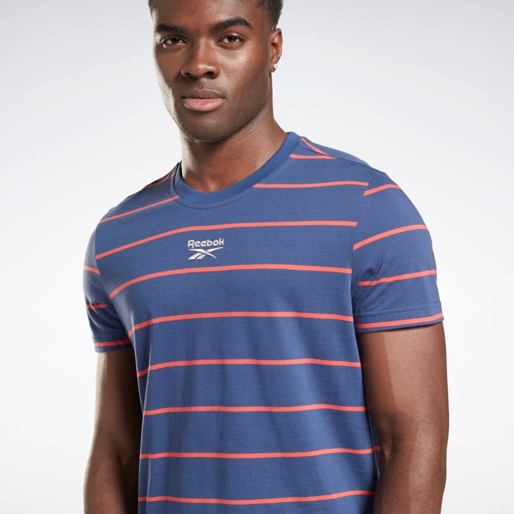 Batik Blue Reebok Stripe T-Shirt | HG3193