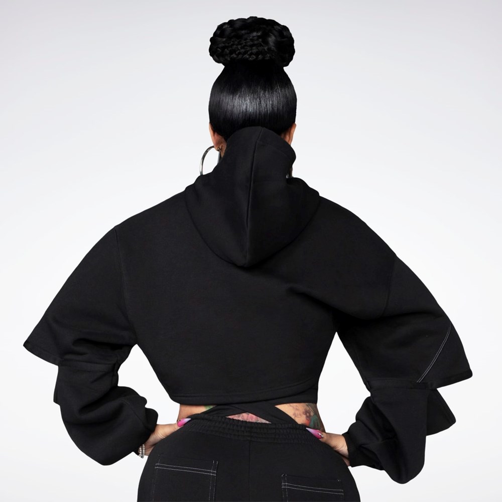 Black / Black Reebok Cardi B Knit Hoodie | HS4307