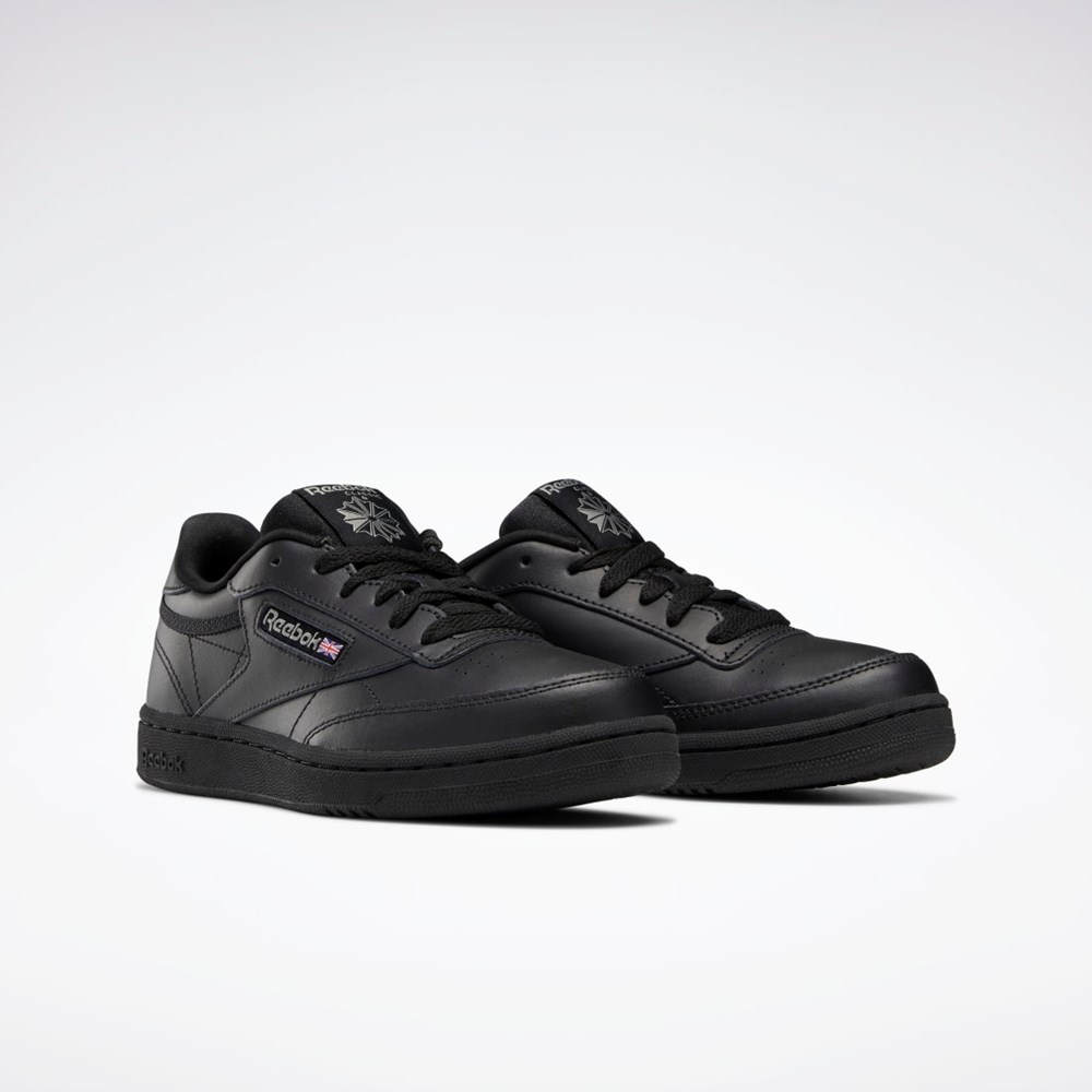 Black / Charcoal Reebok Club C Shoes - Grade School | BS6165