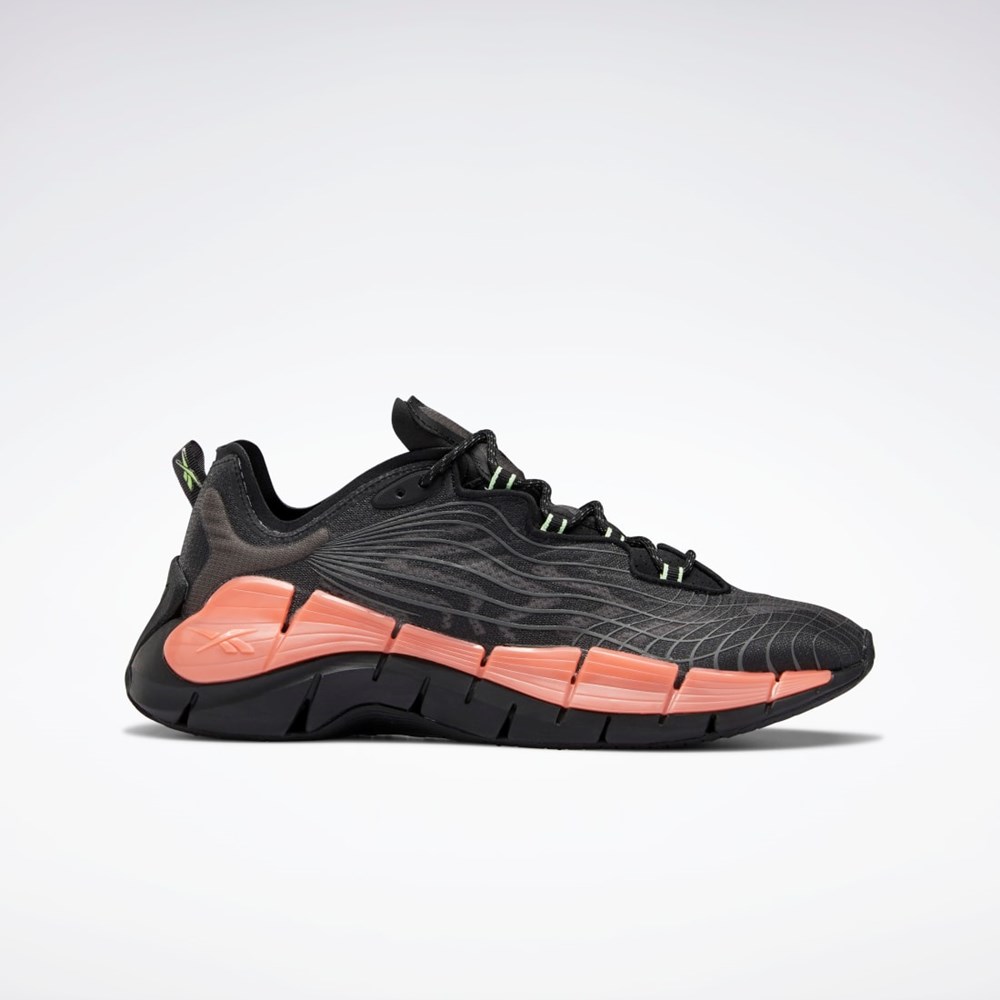 Black / Orange Flare / Neon Mint Reebok Zig Kinetica II Shoes | FX9349