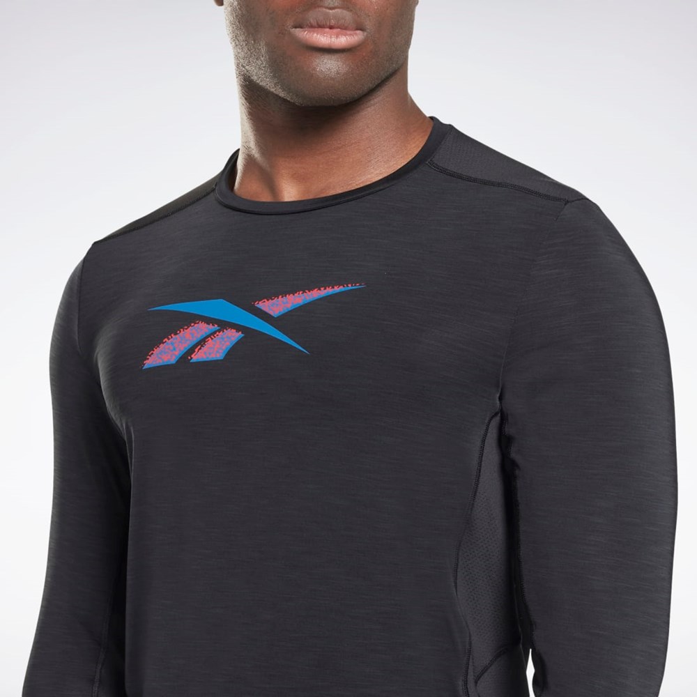 Black Reebok ACTIVCHILL Long Sleeve Athlete T-Shirt | HG4067