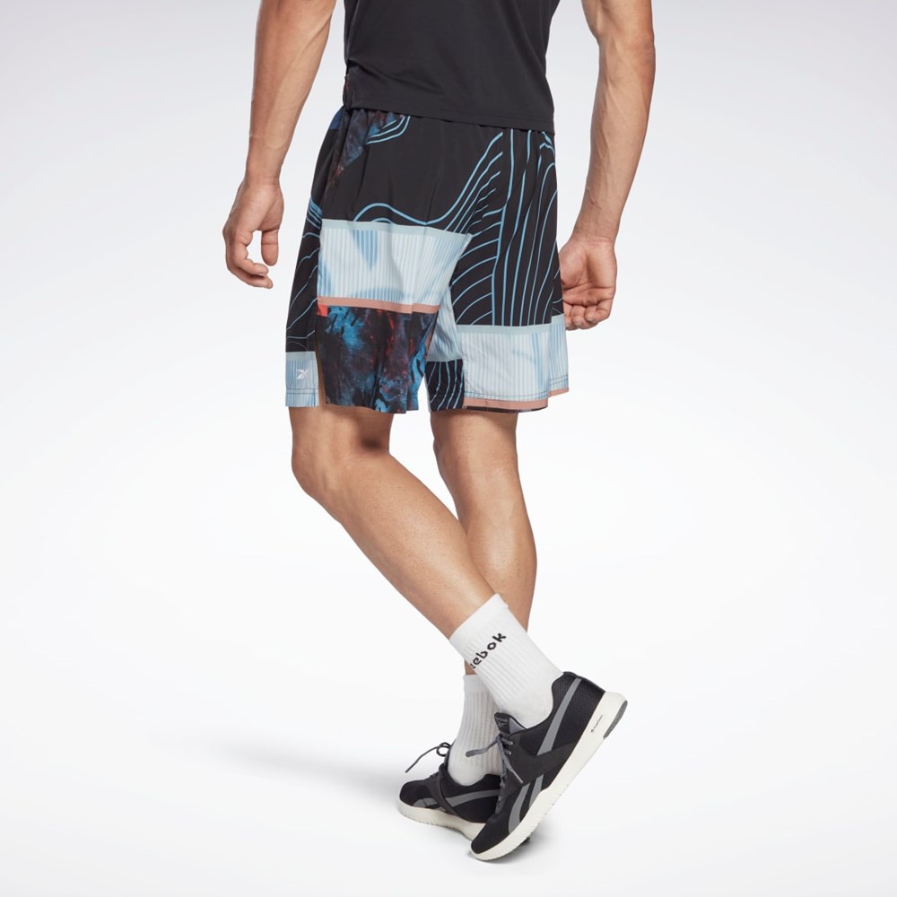 Black Reebok Austin Allover Print Shorts | HA9043