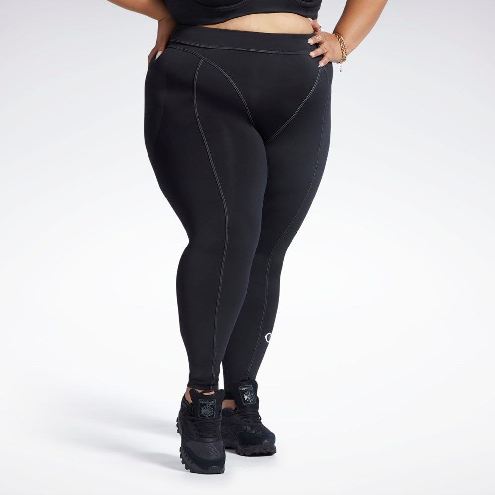 Black Reebok Cardi B High-Rise Tights (Plus Size) | HH9131