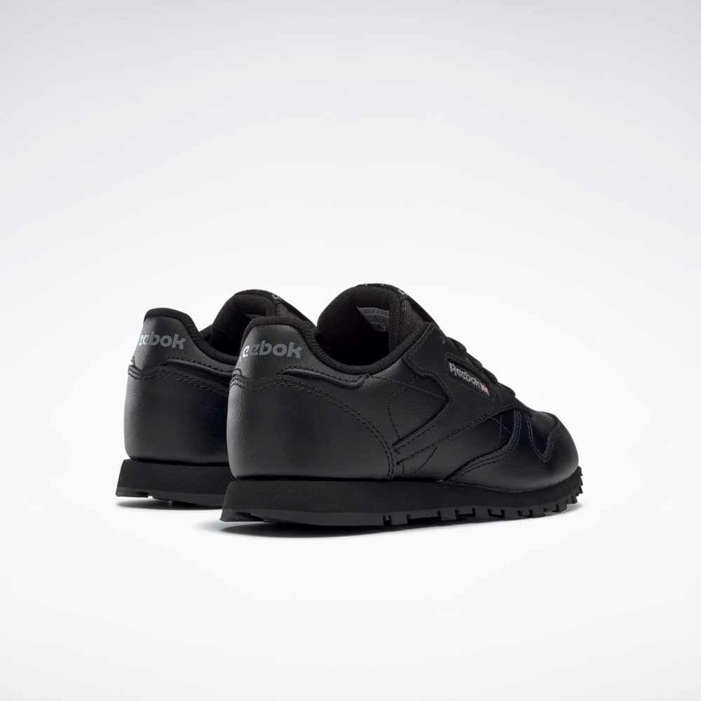 Black Reebok Classic Leather Shoes - Preschool | 50170