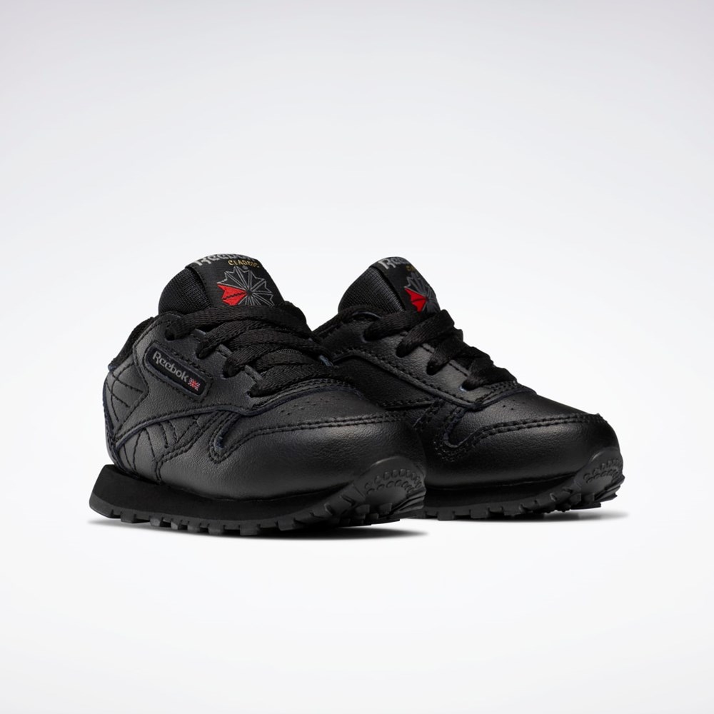 Black Reebok Classic Leather Shoes - Toddler | 92757