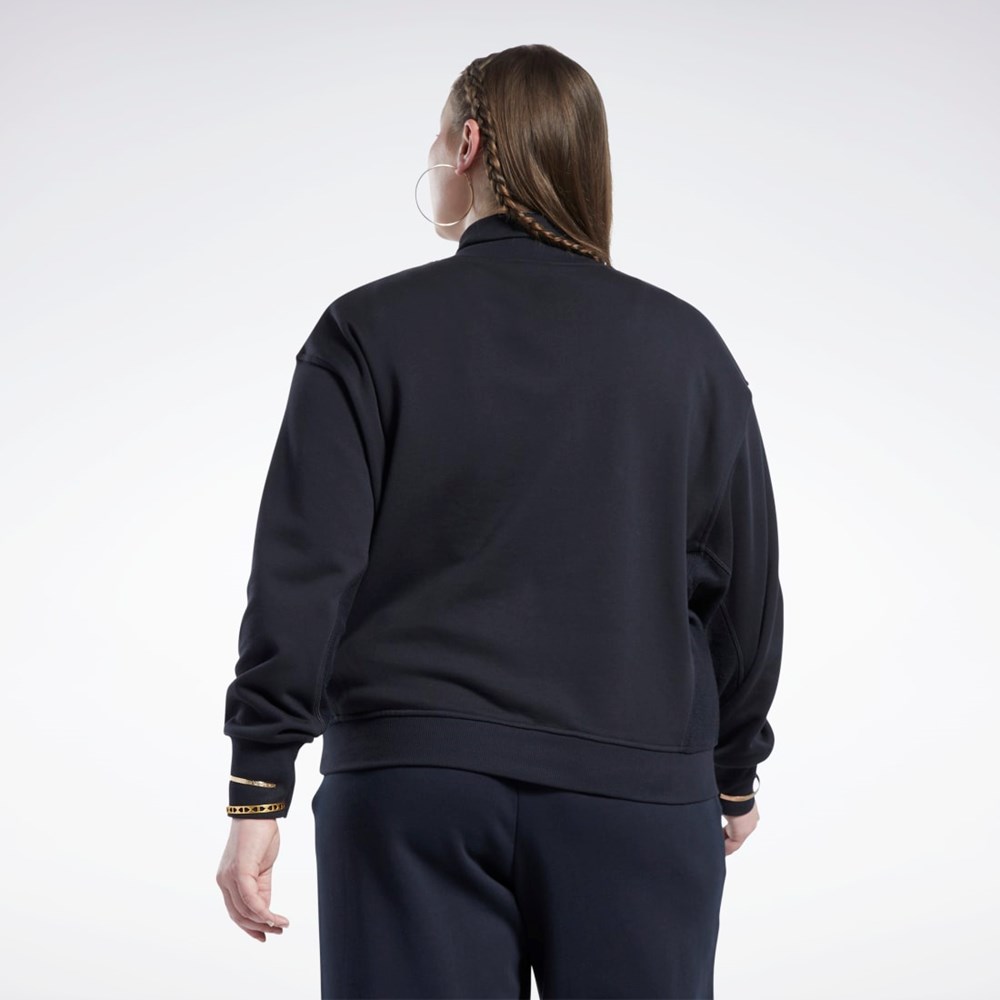 Black Reebok Classics Cotton French Terry Sweatshirt (Plus Size) | HN4343