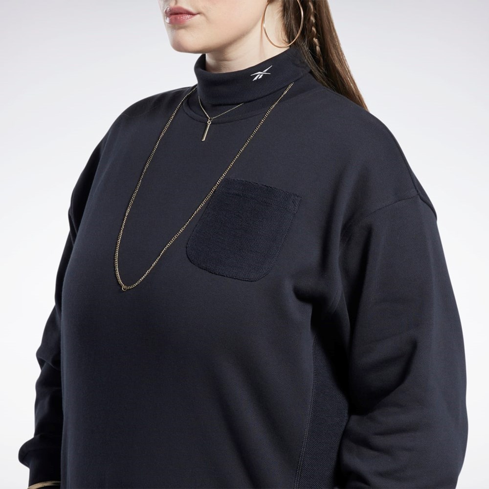 Black Reebok Classics Cotton French Terry Sweatshirt (Plus Size) | HN4343