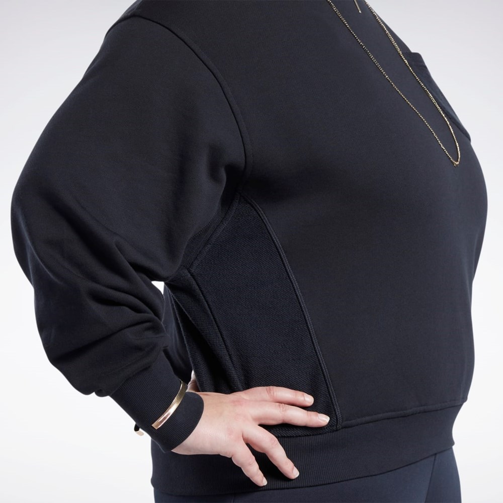 Black Reebok Classics Cotton French Terry Sweatshirt (Plus Size) | HN4343