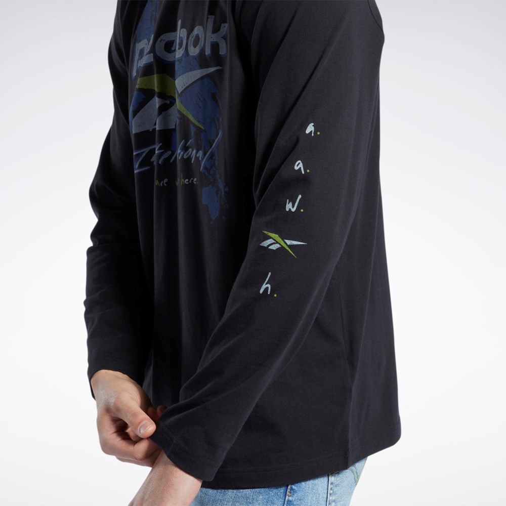 Black Reebok Graphic Series Pre-Season Long Sleeve T-Shirt | HH7391