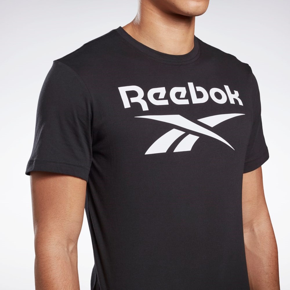 Black Reebok Graphic Series Reebok Stacked Tee | FP9150