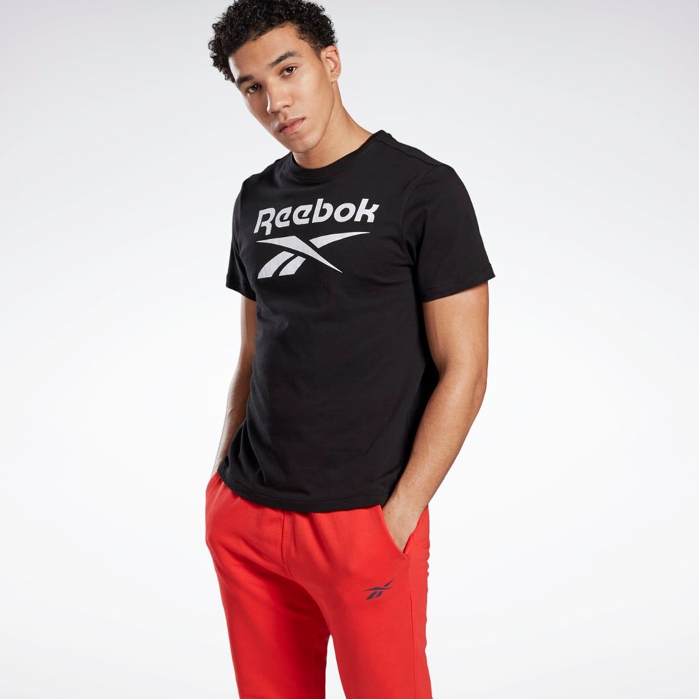 Black Reebok Graphic Series Reebok Stacked Tee | FP9150