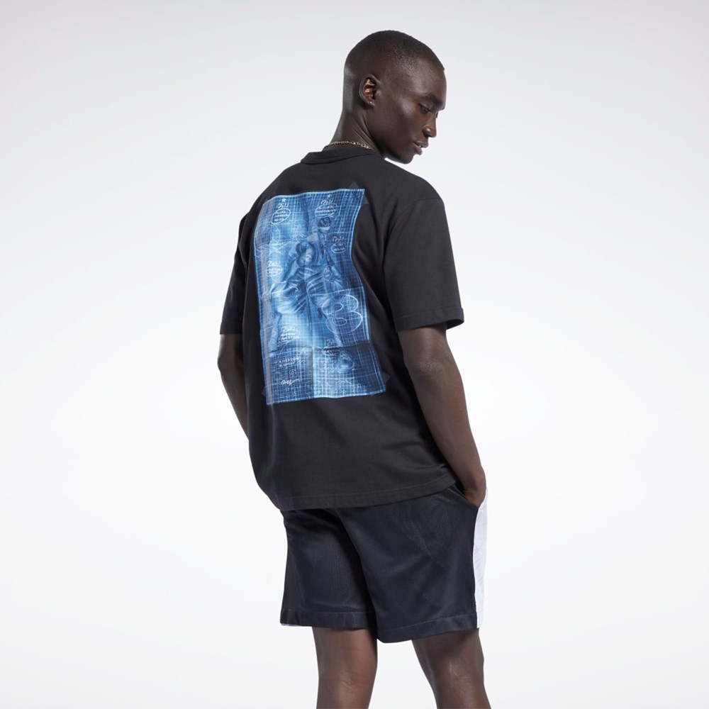 Black Reebok Iverson Basketball I3 Blueprint Short Sleeve T-Shirt | HG4343