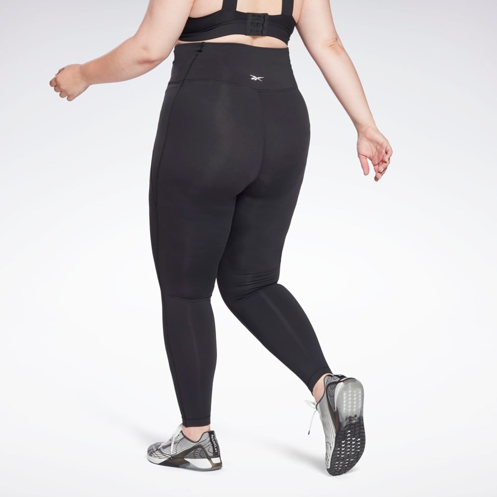 Black Reebok Lux High-Waisted Tights (Plus Size) | HB2045