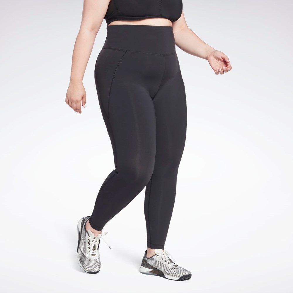 Black Reebok Lux High-Waisted Tights (Plus Size) | HB2045