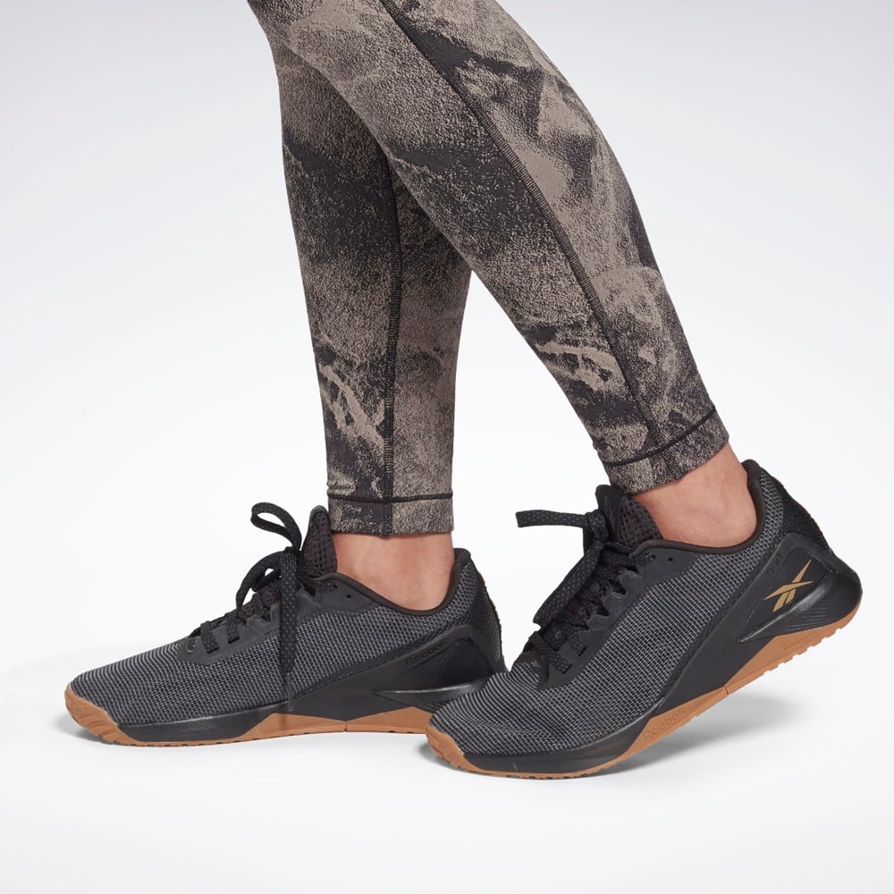 Black Reebok Lux Jacquard Leggings | HF0173