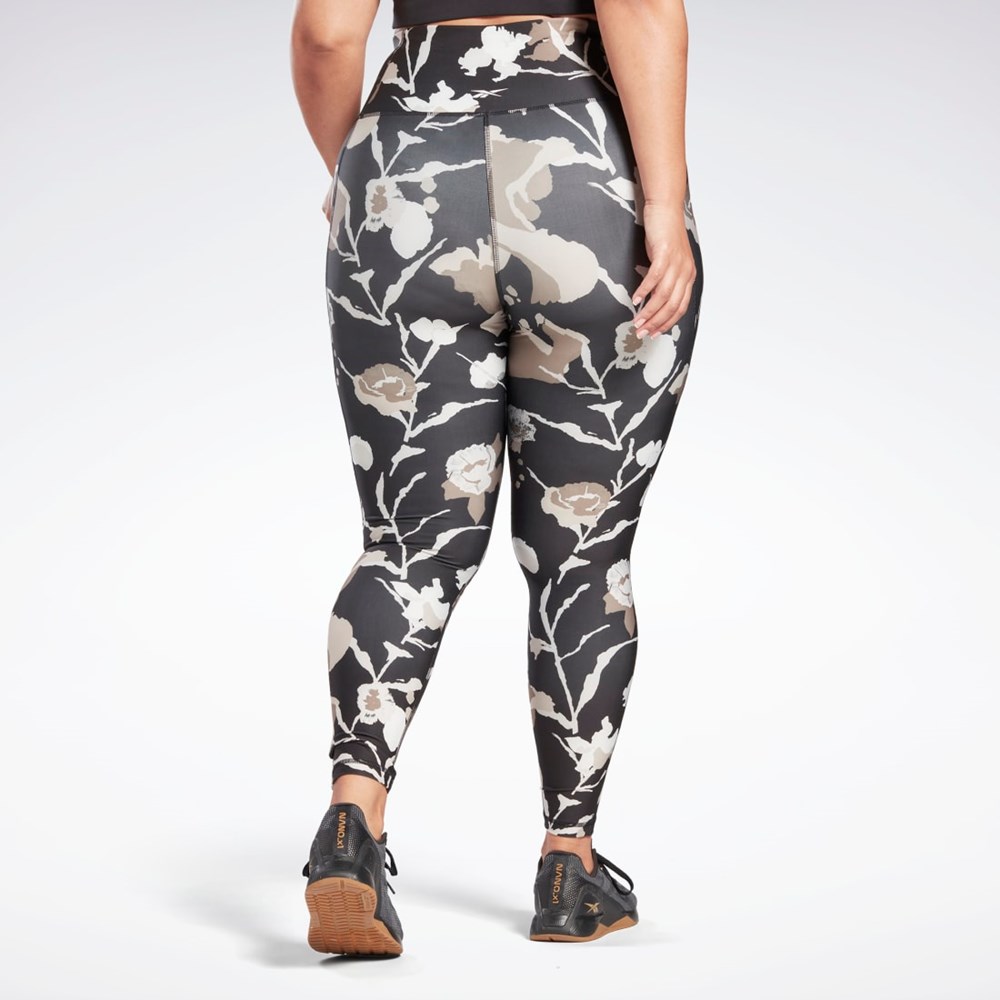 Black Reebok MYT Printed Leggings (Plus Size) | HE4203