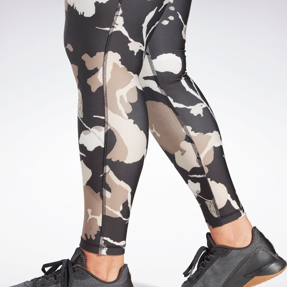 Black Reebok MYT Printed Leggings (Plus Size) | HE4203