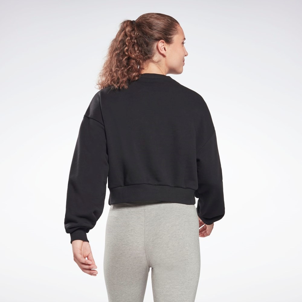 Black Reebok Piping Crewneck Sweatshirt | HB2335