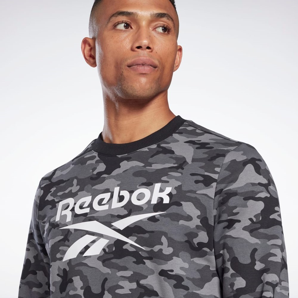 Black Reebok Reebok Identity Camo Big Logo Crew Sweatshirt | HE8172