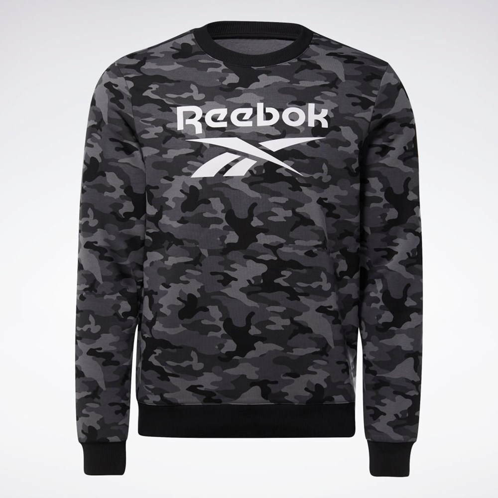 Black Reebok Reebok Identity Camo Big Logo Crew Sweatshirt | HE8172