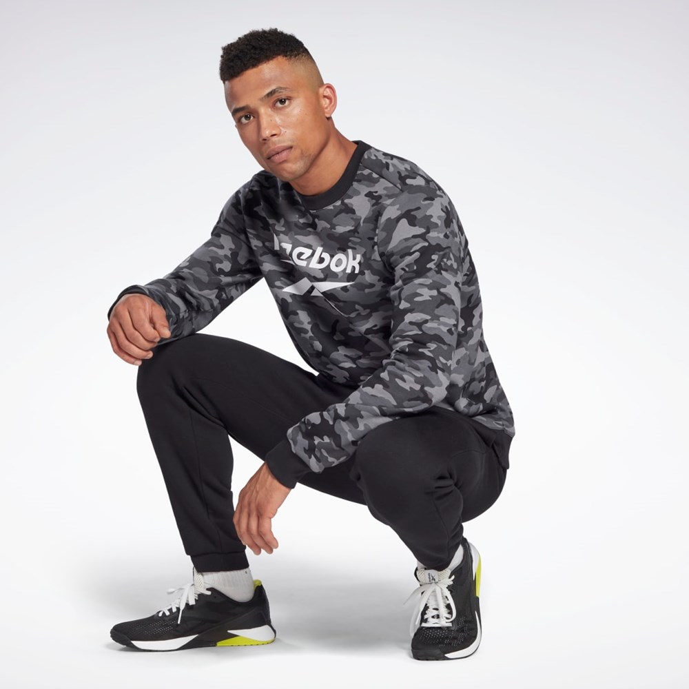 Black Reebok Reebok Identity Camo Big Logo Crew Sweatshirt | HE8172