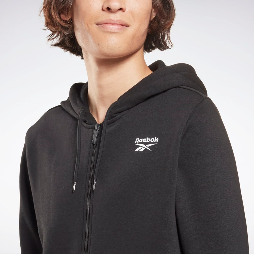 Black Reebok Reebok Identity Fleece Zip-Up Hoodie | HG4450