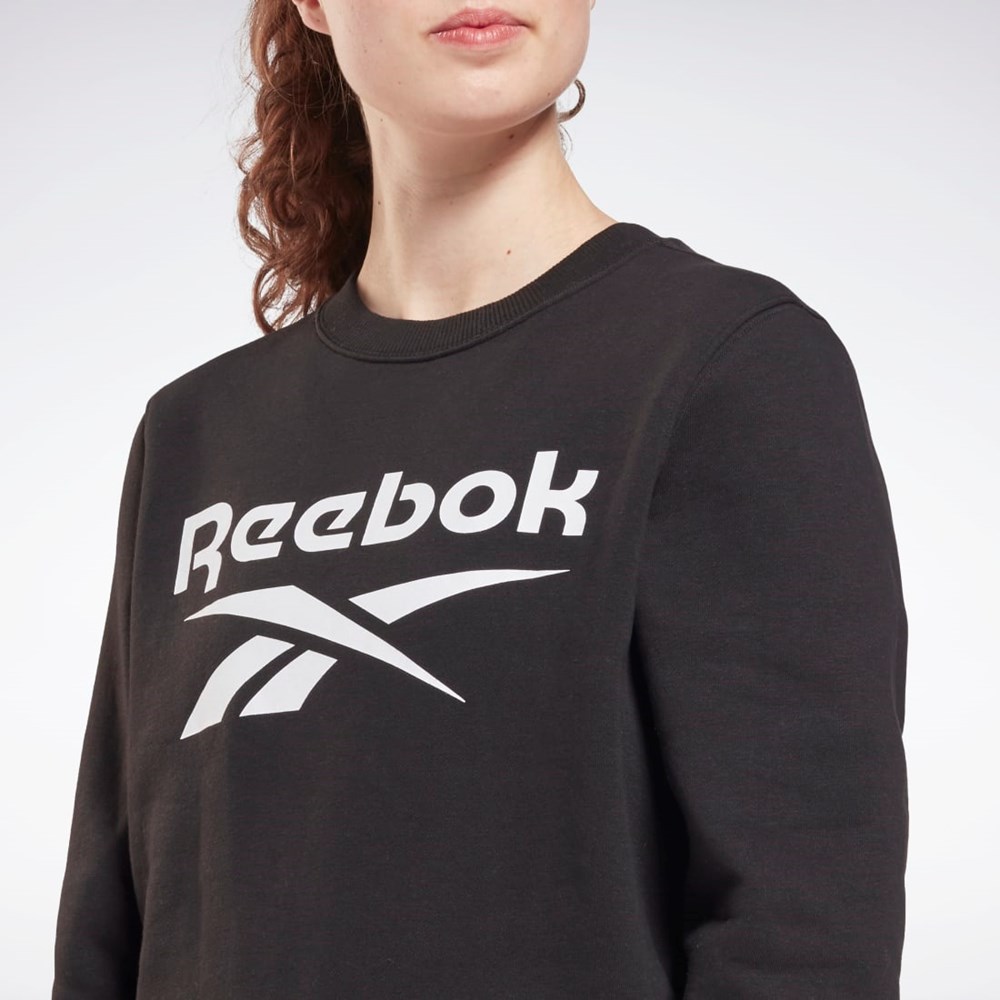 Black Reebok Reebok Identity Logo Fleece Crew Sweatshirt | GS9378