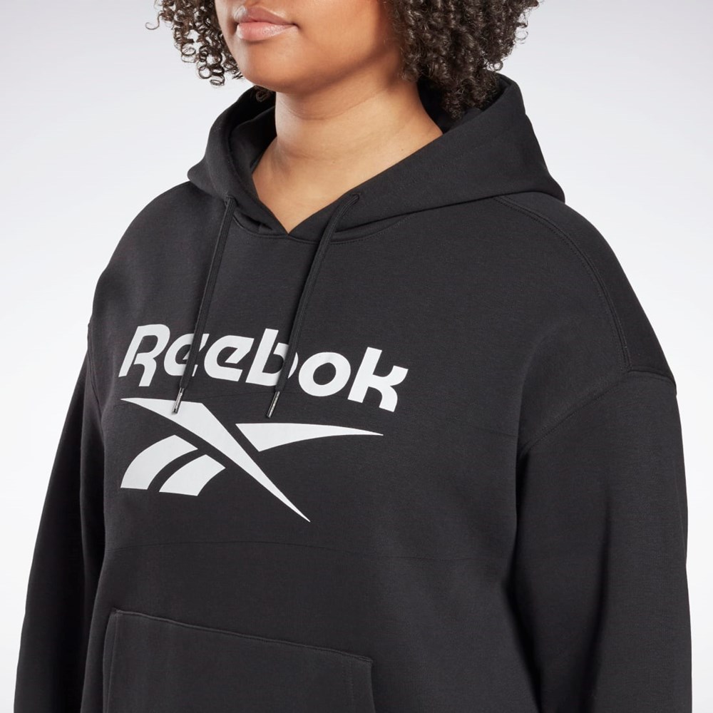 Black Reebok Reebok Identity Logo Fleece Pullover Hoodie (Plus Size) | HN4373