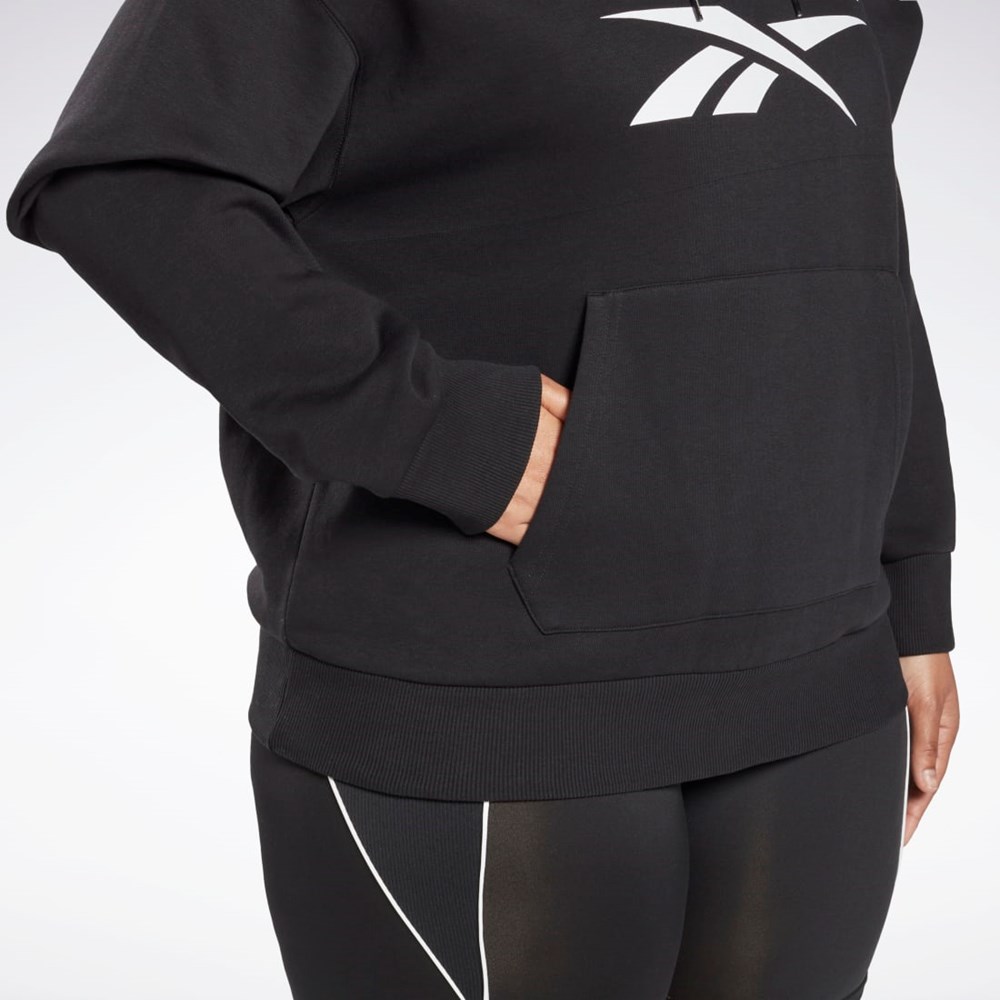 Black Reebok Reebok Identity Logo Fleece Pullover Hoodie (Plus Size) | HN4373