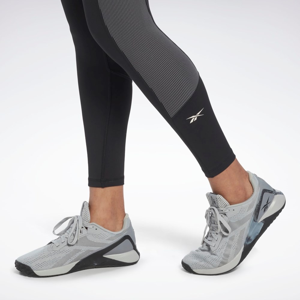 Black Reebok Rib High-Rise Leggings | HI6188