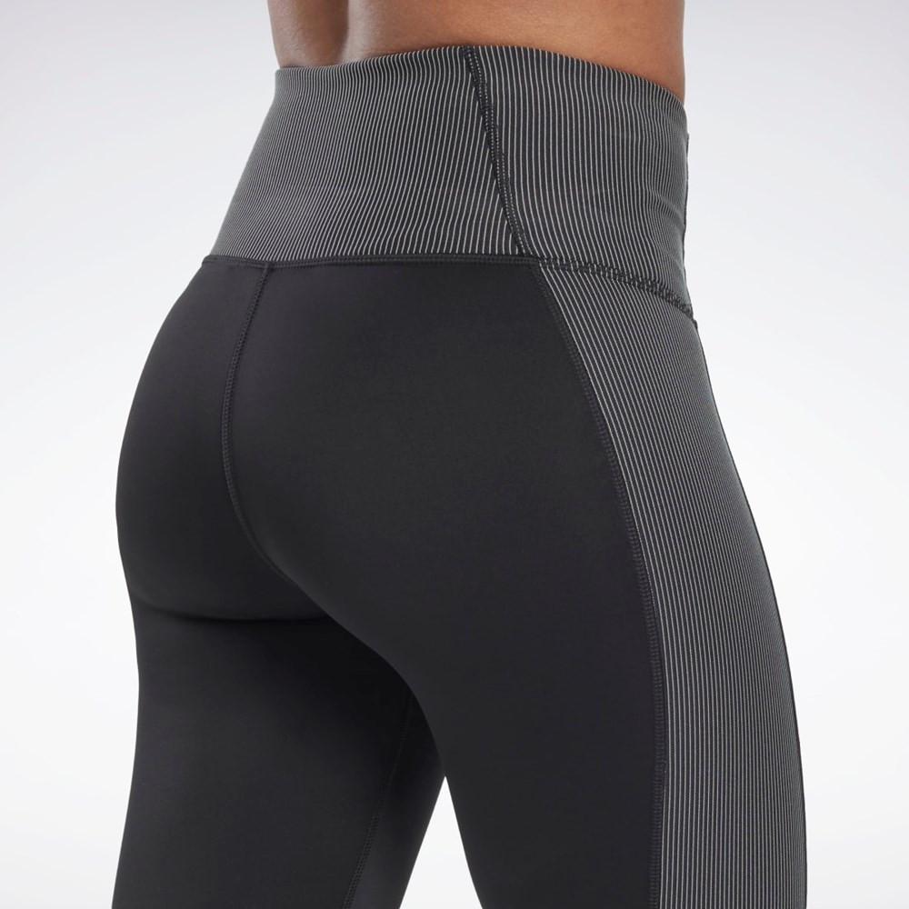 Black Reebok Rib High-Rise Leggings | HI6188