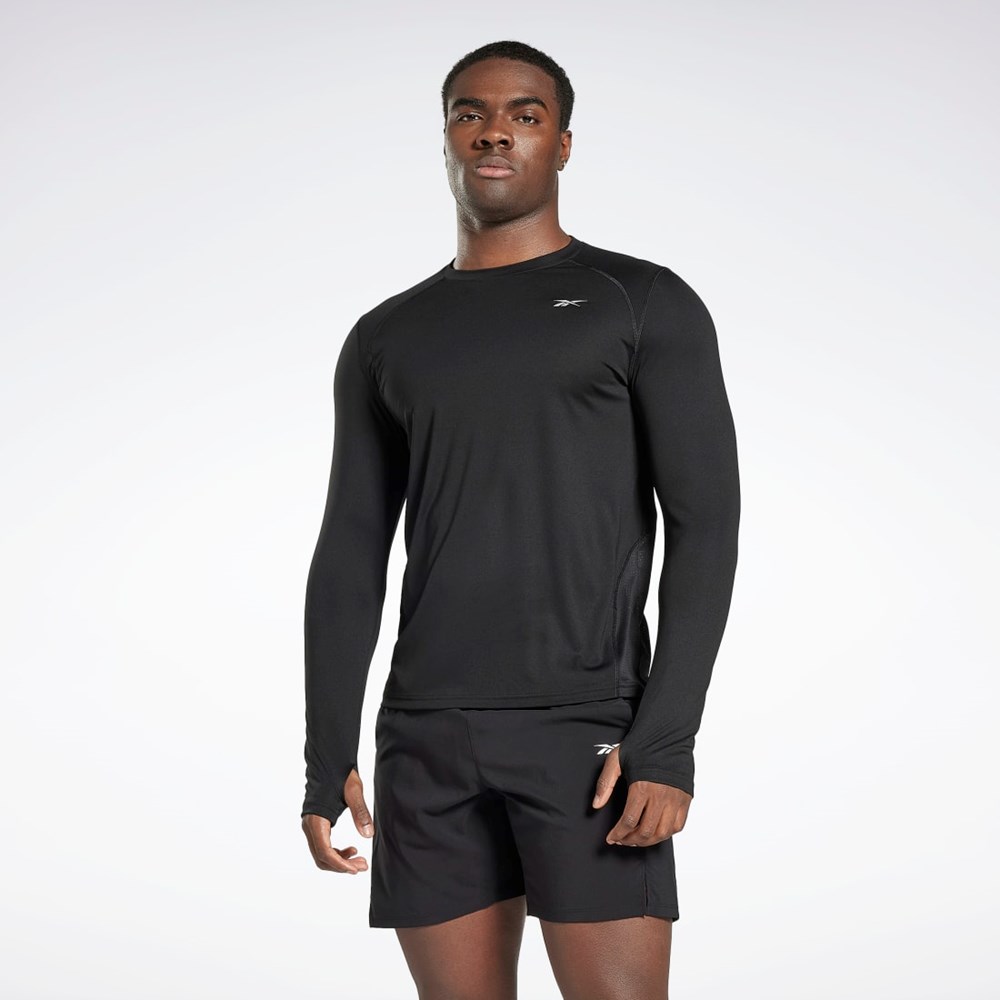 Black Reebok Running Long Sleeve T-Shirt | HG6734