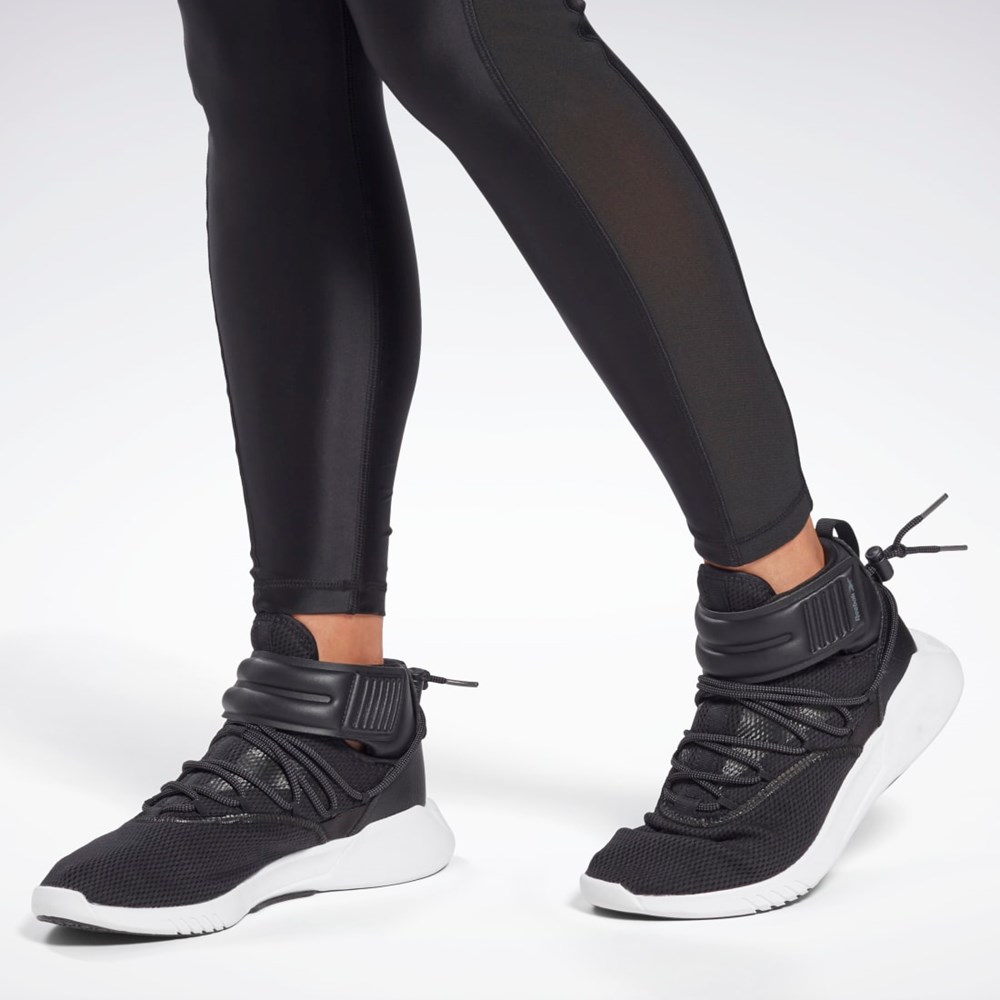 Black Reebok Shiny High-Rise Leggings | GL2458