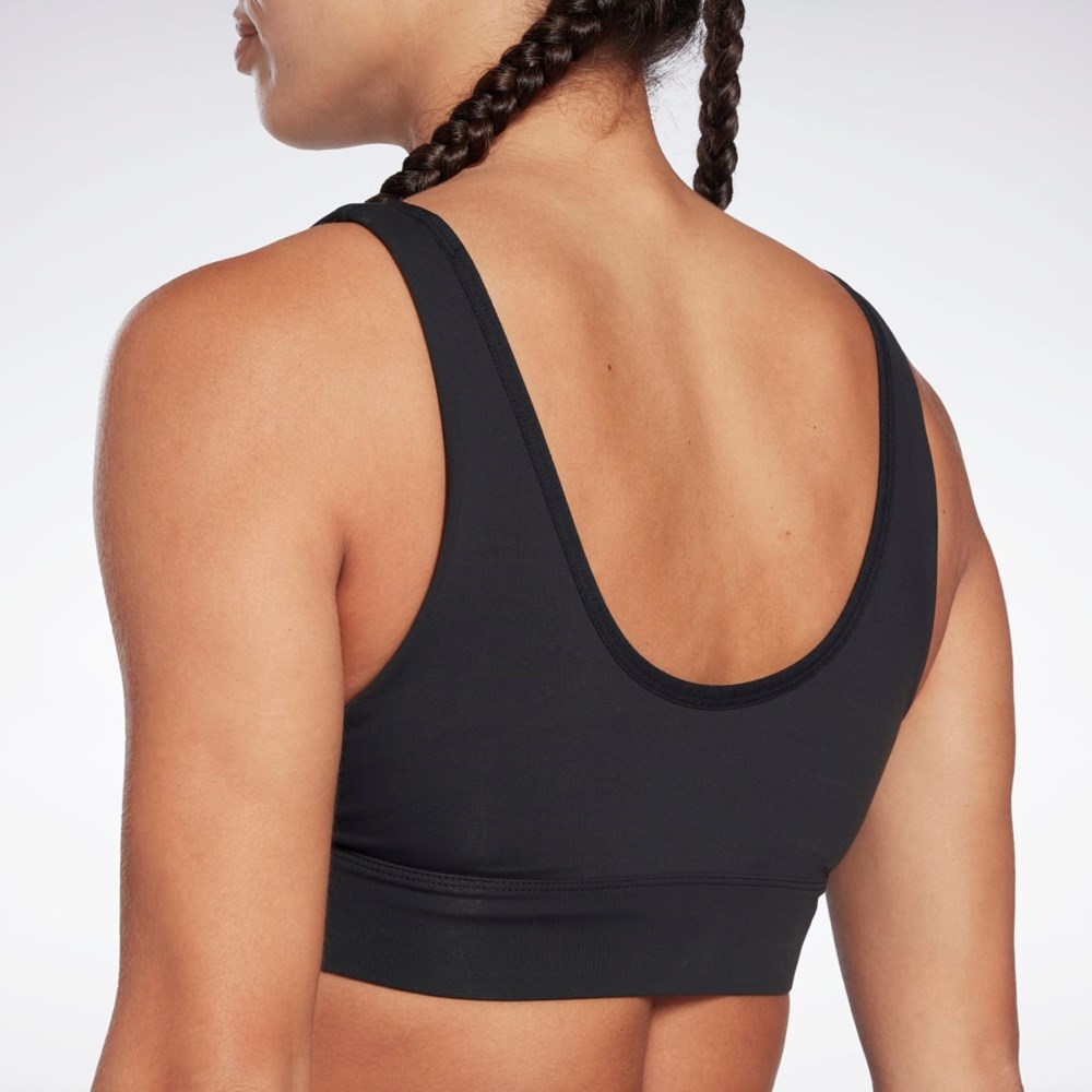 Black Reebok Studio Reebok Stripped Minimalist Bra | H51853