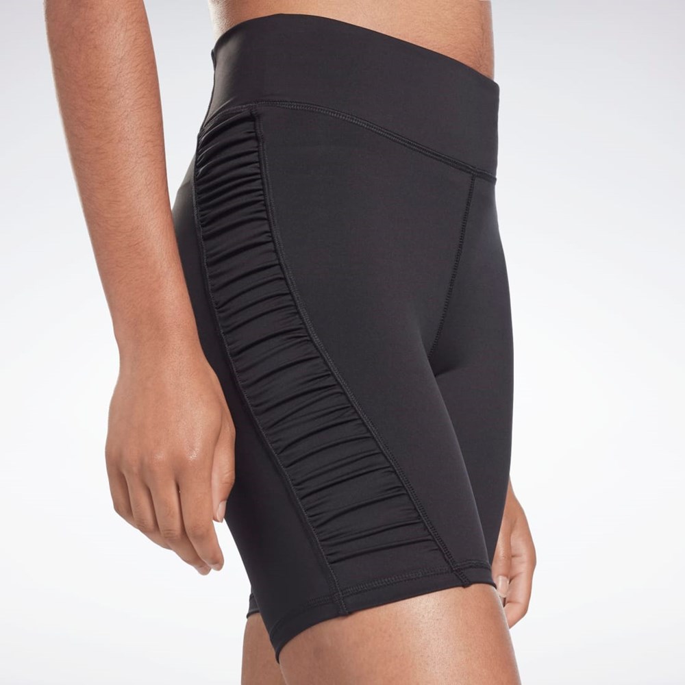 Black Reebok Studio Ruched High Rise Legging Shorts | H51833