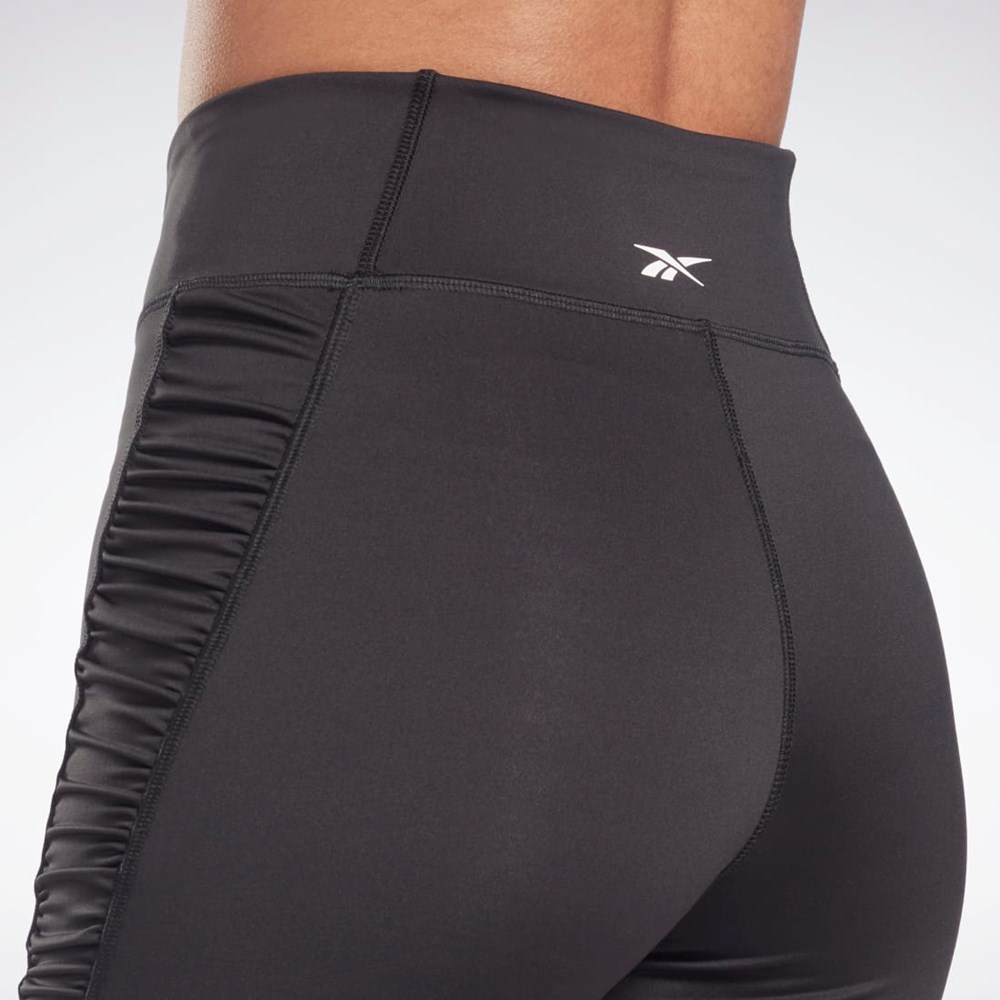 Black Reebok Studio Ruched High Rise Legging Shorts | H51833