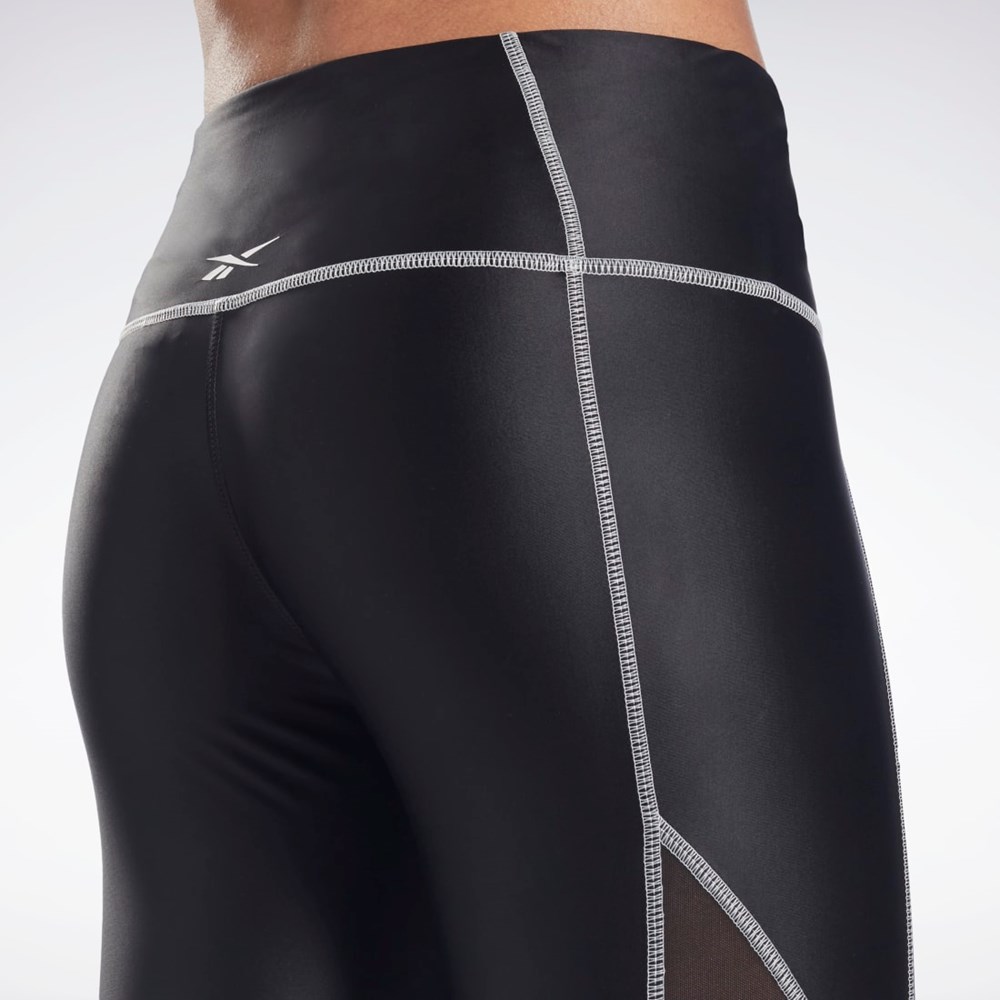 Black Reebok Studio Shiny Mesh Tights | H51835