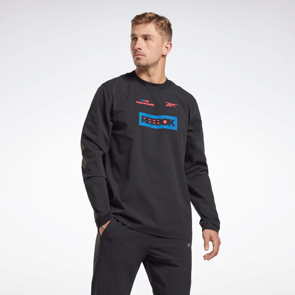 Black Reebok THERMOWARM+GRAPHENE Long Sleeve Midlayer T-Shirt | HI4496