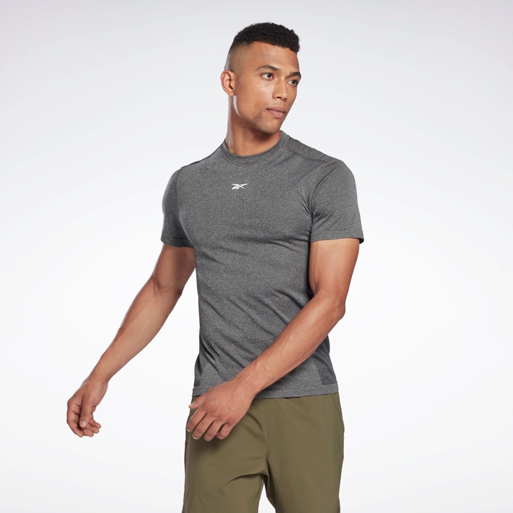 Black Reebok United By Fitness MyoKnit Seamless T-Shirt | HA9085