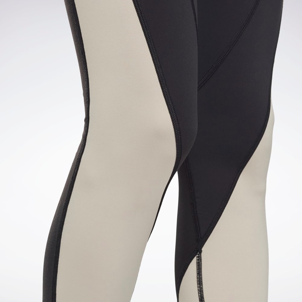 Black / Stucco Reebok Lux High-Rise Colorblock Leggings | GR9240