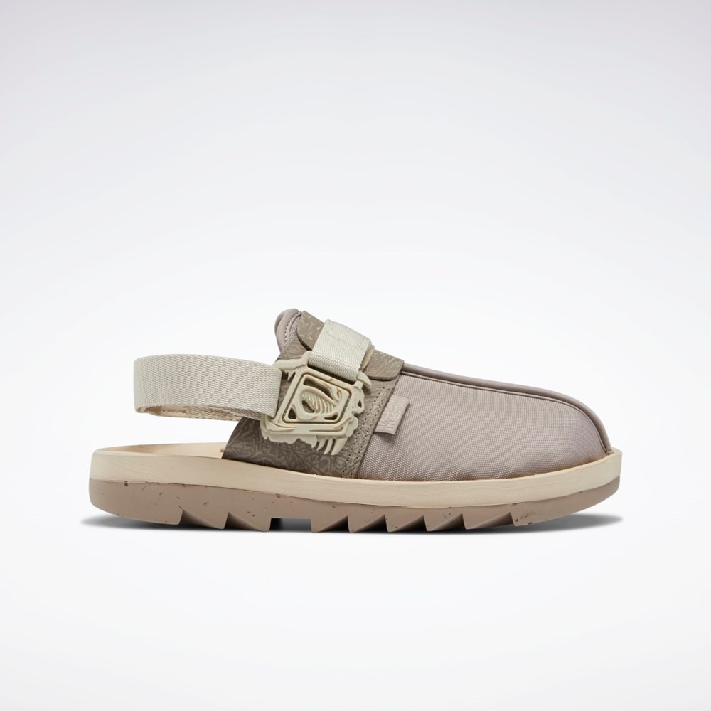 Boulder Grey / Parchment / Oatmeal Reebok Jurassic World Beatnik Slides | HQ6266