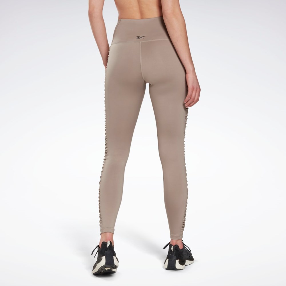 Boulder Grey Reebok Bold High-Waisted Ruched Tights | H56371