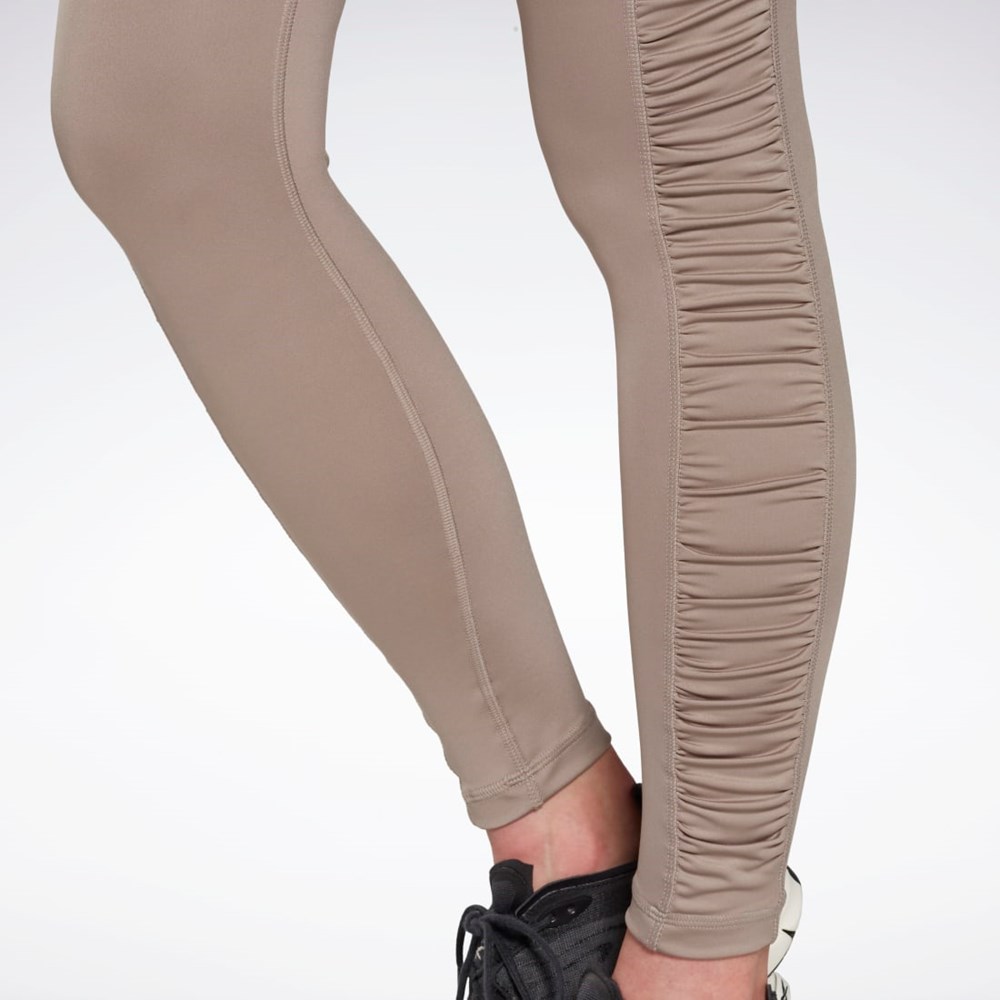 Boulder Grey Reebok Bold High-Waisted Ruched Tights | H56371